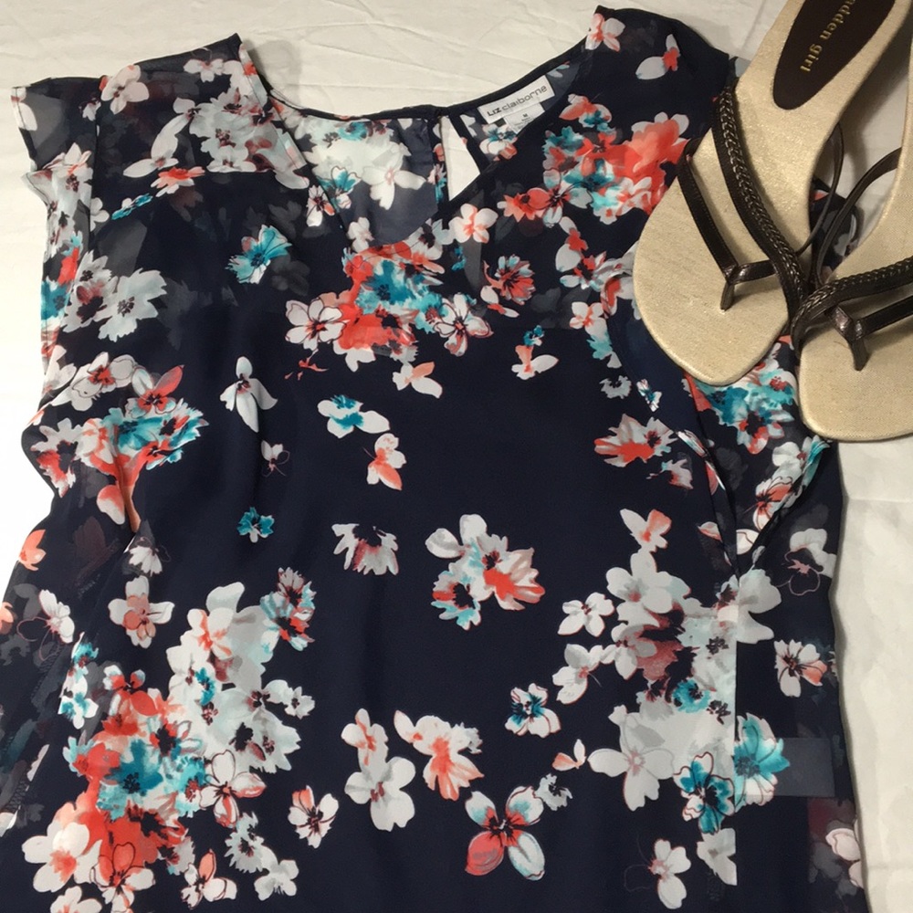 Floral navy blue blouse